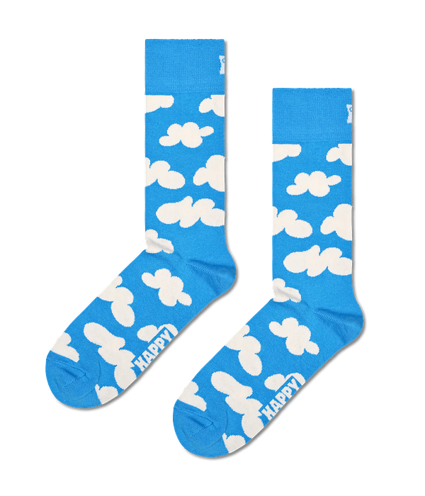 Meias Cloudy Azul Claro/Branco - Happy Socks