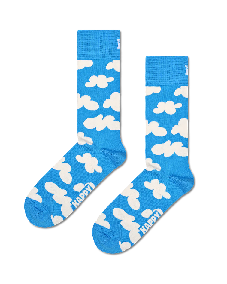 Meias Cloudy Azul Claro/Branco - Happy Socks