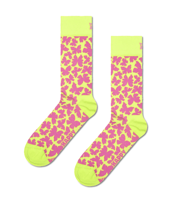 Meias Butterfly Amarelo/Rosa - Happy Socks
