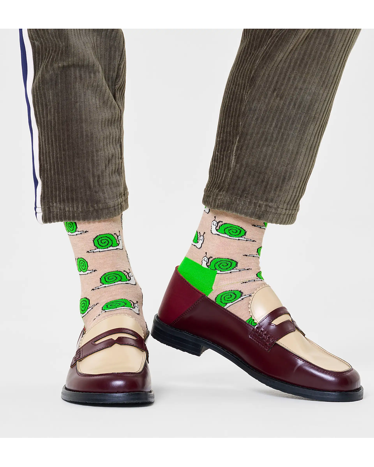 Meias Caracois Snail Bege/Verde - Happy Socks