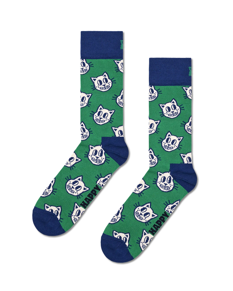 Meias Gatos Verde/Azul - Happy Socks