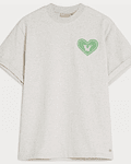T-Shirt Roxy com Coração Cinza Claro - Josh V