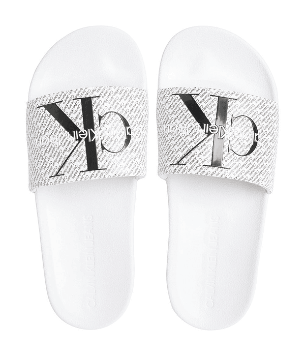 Chinelos Slide AOP Branco - Calvin Klein