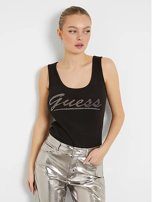 Top Canelado com Logo Preto - Guess