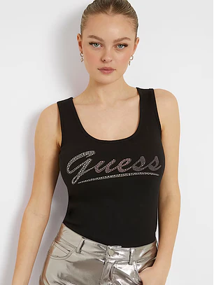 Top Canelado com Logo Preto - Guess