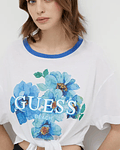 Blusa com Logo Estampado Floral Branco - Guess