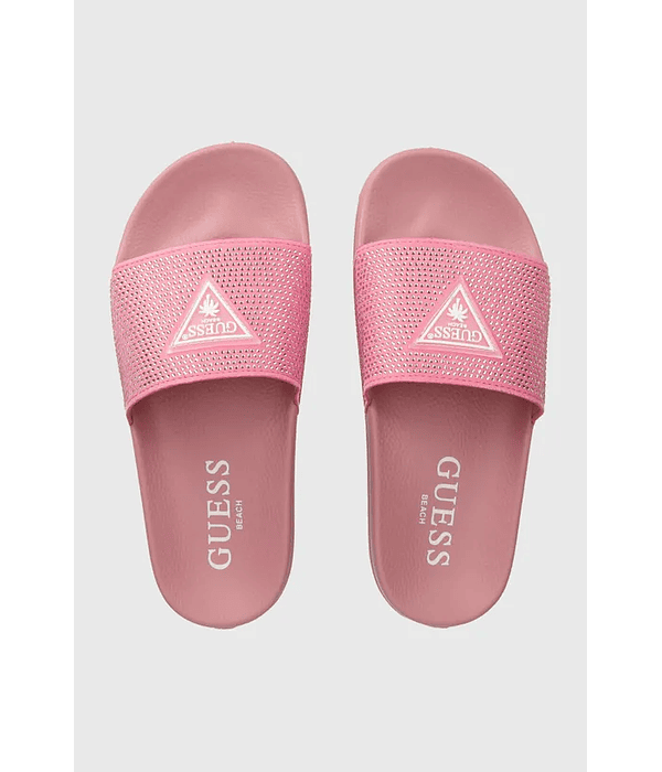 Chinelos Beach com Strass Rosa - Guess