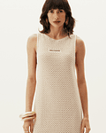 Vestido Comprido em Crochet Bege - Lança Perfume