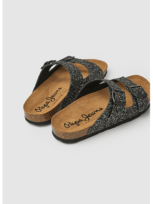 Chinelo com Glitter Oben Electra Preto - Pepe Jeans 