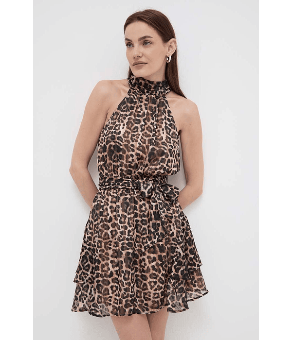 Vestido Romana Curto Padrão Leopardo - Guess