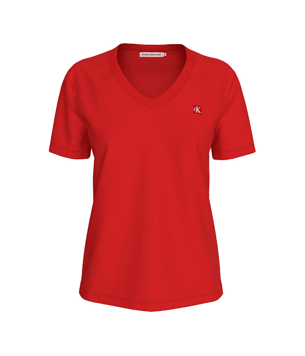 T-shirts Básica Decote em V Vermelho - Calvin Klein