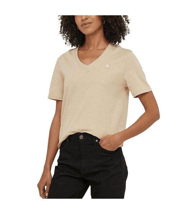 T-shirts Básica Decote em V Verde Claro - Calvin Klein