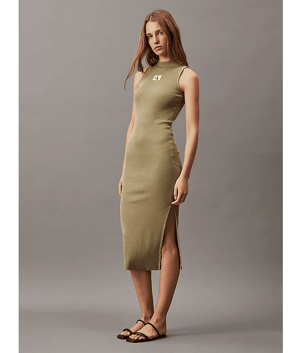 Vestido sem Mangas Verde Seco - Calvin Klein