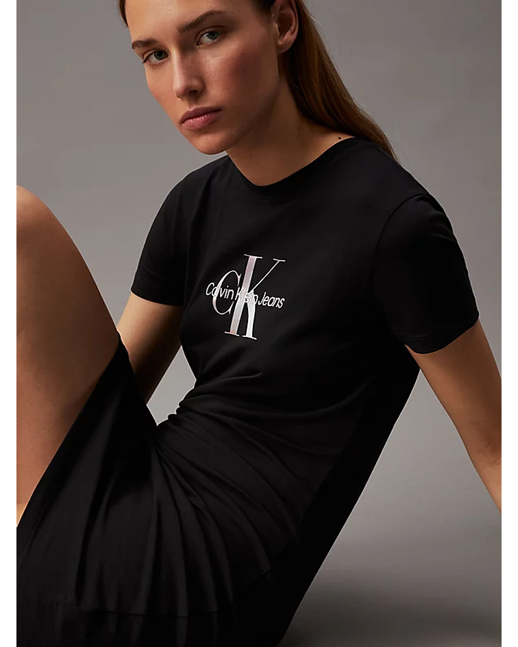 Vestido com Logo Iridescente Preto - Calvin Klein