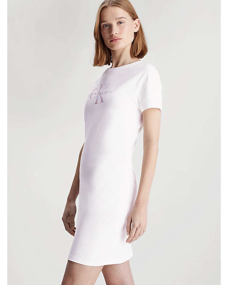 Vestido com Logo Iridescente Branco - Calvin Klein
