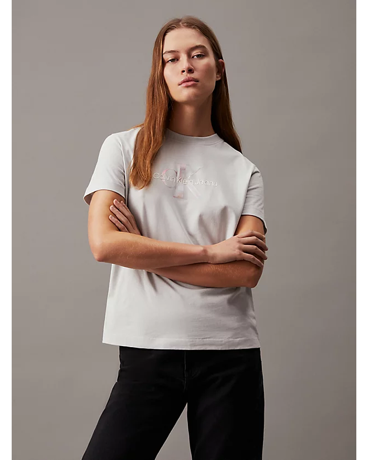 T-shirt com Decote Redondo Cinza - Calvin Klein