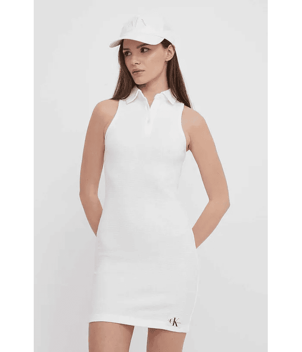 Vestido com Gola Polo Branco - Calvin Klein