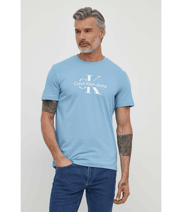 T-shirt com Logo Estampado Azul - Calvin Klein