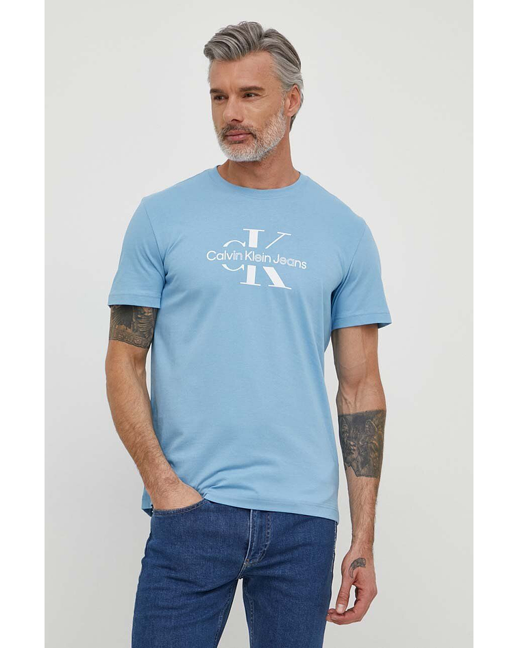 T-shirt com Logo Estampado Azul - Calvin Klein
