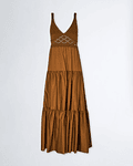Vestido Comprido de Alças Crochet Castanho - Liu Jo