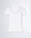 T-Shirt com Decote em V e Pérolas Branco - Liu Jo