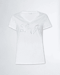 T-shirt Decote em V com Strass Branco - Liu Jo