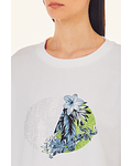 T-shirt com Estampa e Strass Branco - Liu Jo