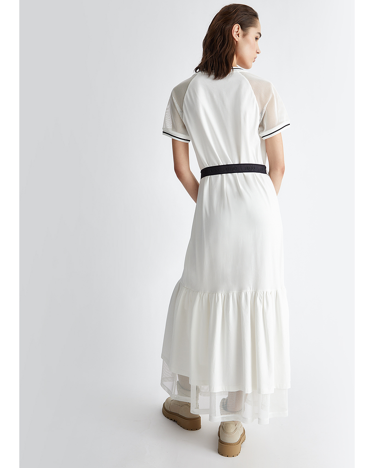 Vestido com Cinto e Detalhes na Manga Branco - Liu Jo