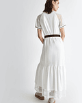 Vestido com Cinto e Detalhes na Manga Branco - Liu Jo