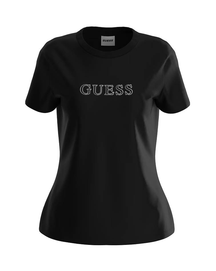 T-shirt com Strass Skylar Preto - Guess 