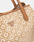 Mala de Omrbo Vikky Camel / Branco - Guess 