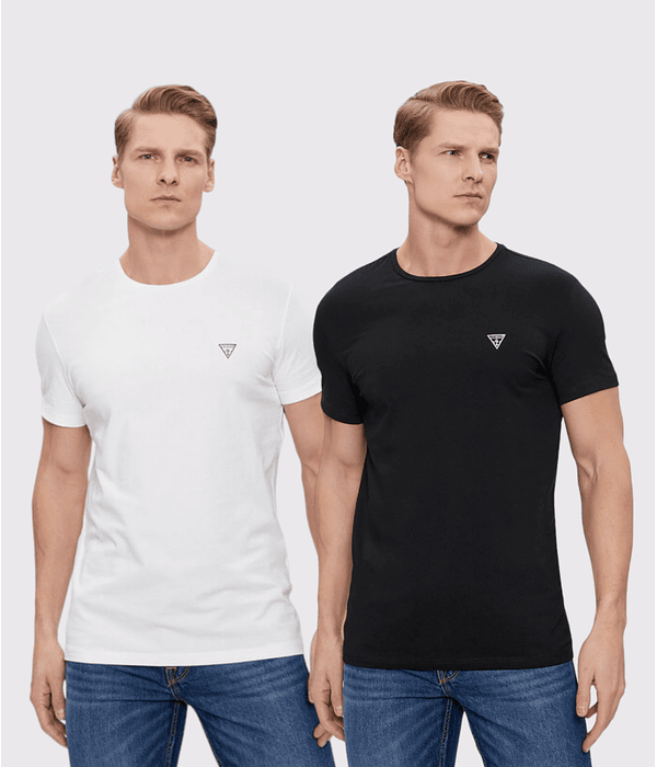Pack 2 T-shirts Slim Básica Preto + Branco - GUESS  