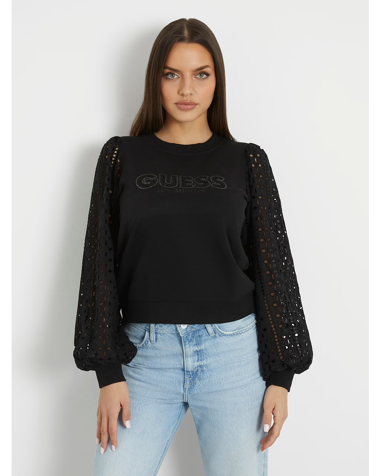 Sweat com Bordado Ingês Preto - Guess