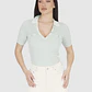Blusa Paula Canelada Botões Strass Verde Menta - Guess - Thumbnail 1