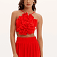 Top Cropped Vermelho Com Flor - Lança Perfume - Thumbnail 1