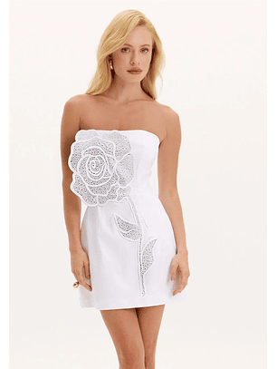 Vestido Curto Branco com Brilhos - Lança Perfume 