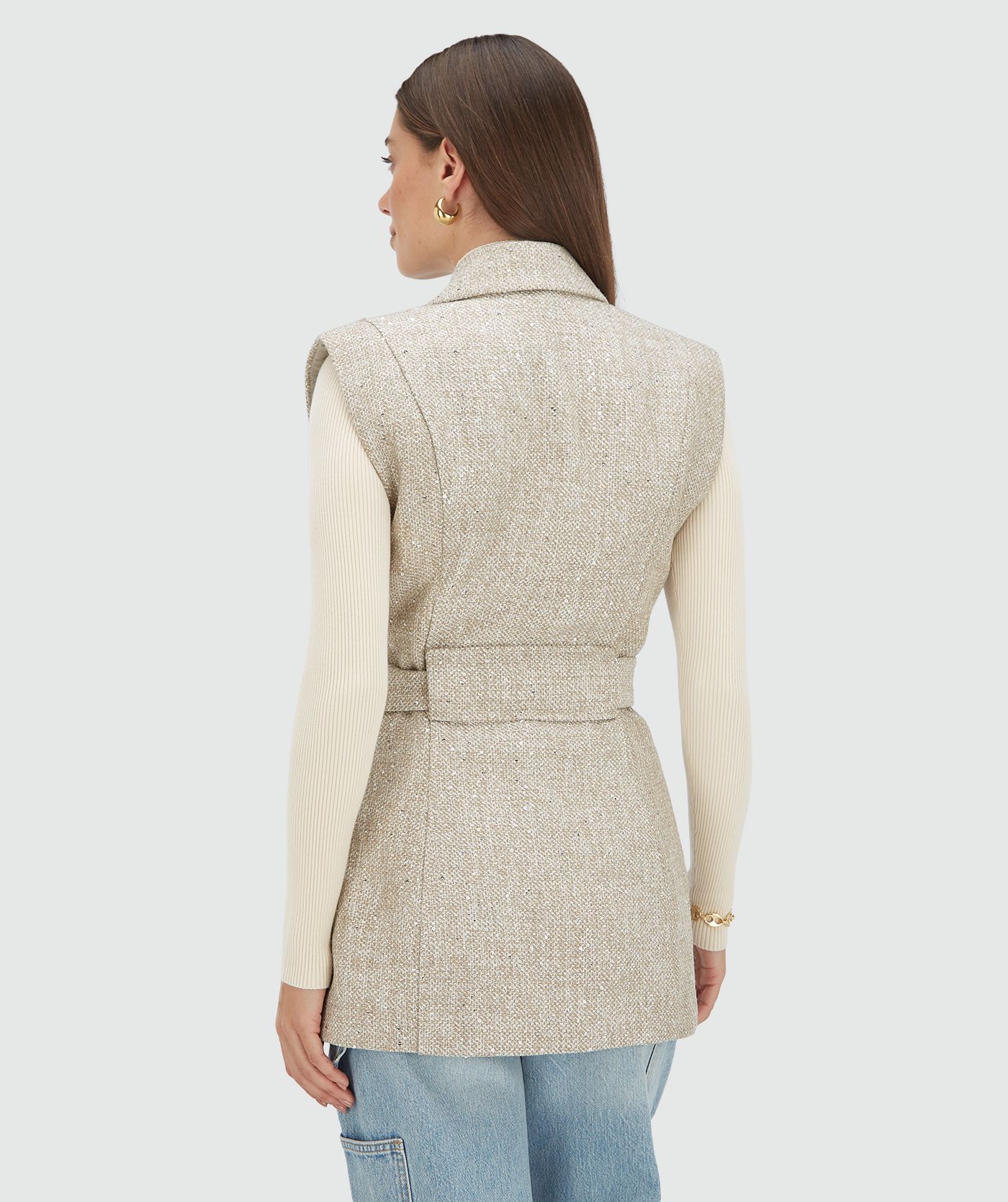 Colete em Tweed YARA Bege / Prata - Josh V  5