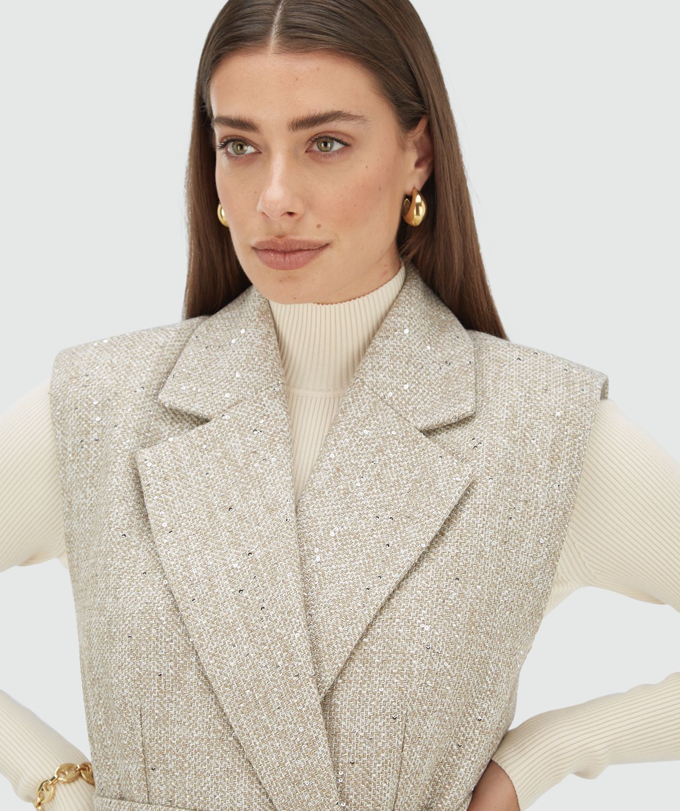 Colete em Tweed YARA Bege / Prata - Josh V  6