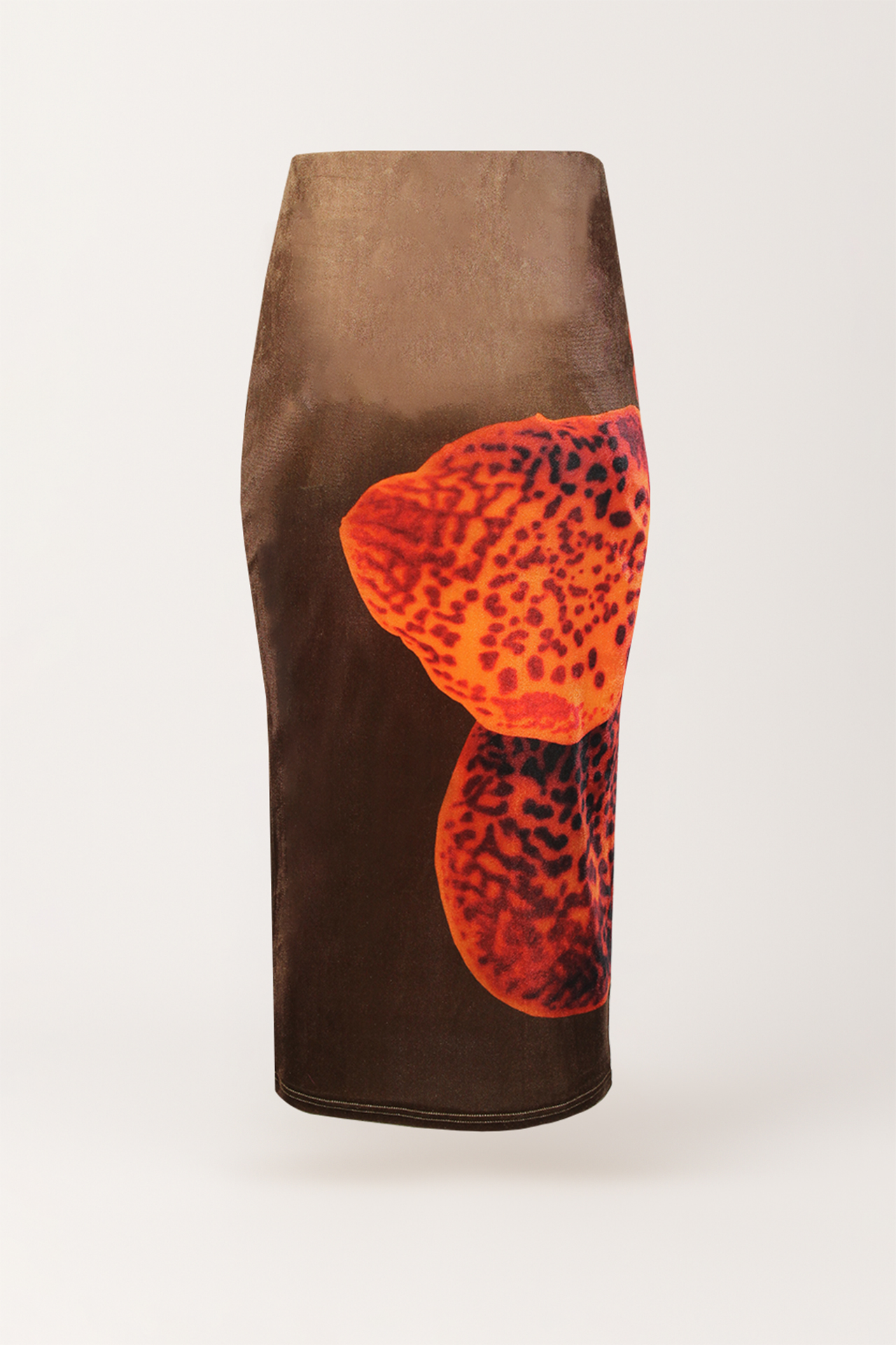 Saia Midi em Veludo Orquídea Castanho - SAHOCO 4