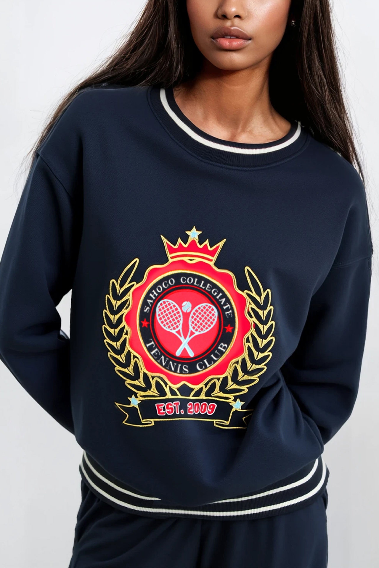 Sweatshirt com Bordado Collegiate Azul - SAHOCO 1