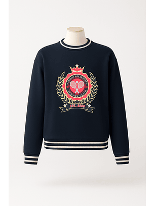 Sweatshirt com Bordado Collegiate Azul - SAHOCO