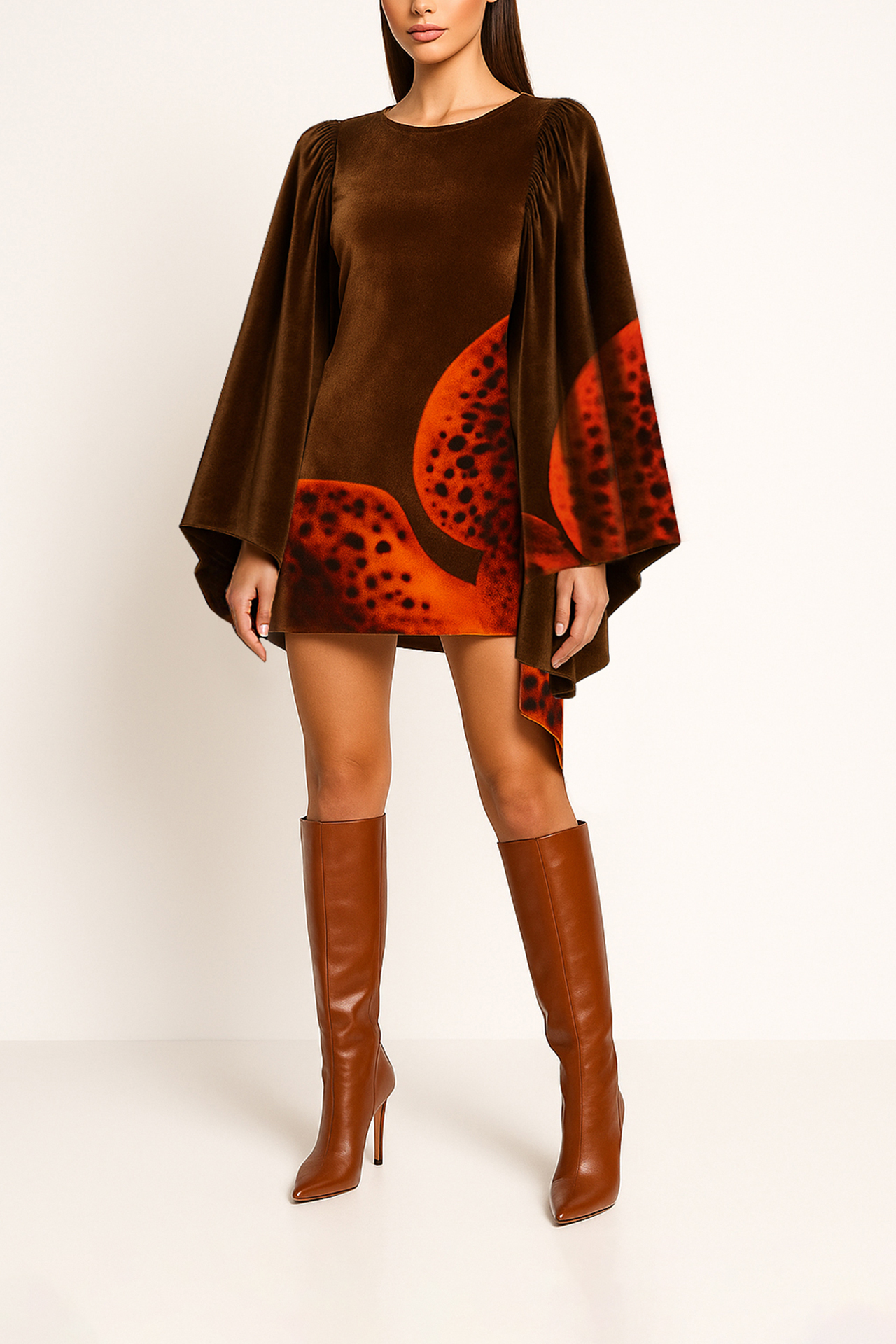 Vestido em Veludo Orquidea Castanho - SAHOCO 1