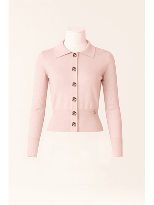 Casaco de Malha com Gola Rosa - SAHOCO 