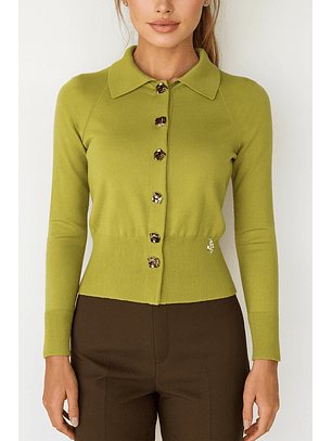 Casaco de Malha com Gola Verde - SAHOCO 