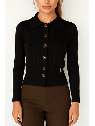 Casaco de Malha com Gola Preto - SAHOCO 