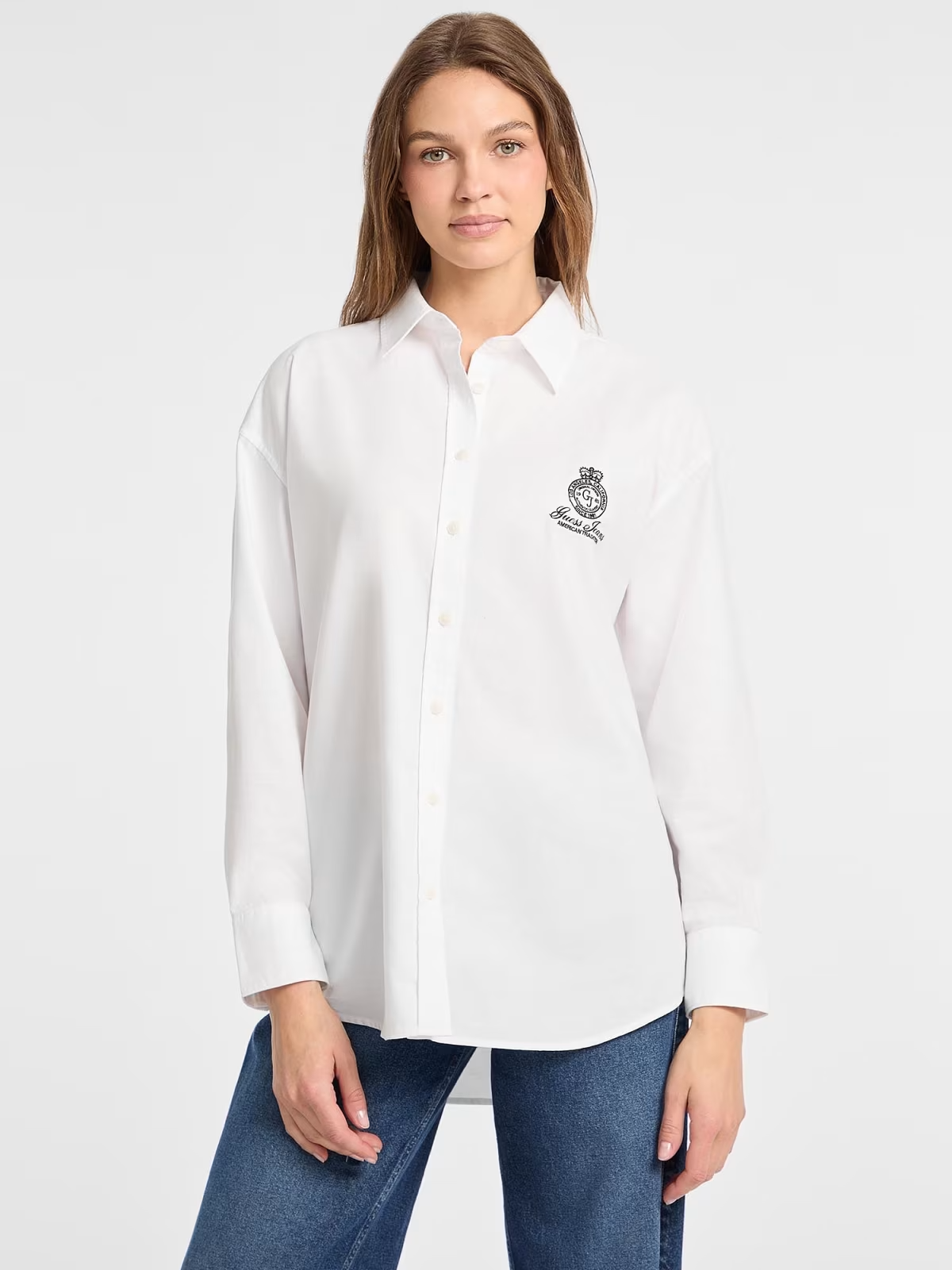 Camisa Oxford Logo Bordado Branco - Guess Jeans 1