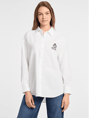 Camisa Oxford Logo Bordado Branco - Guess Jeans