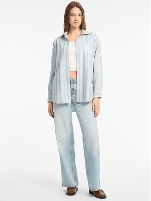 Camisa Oxford Riscas Verde - Guess 