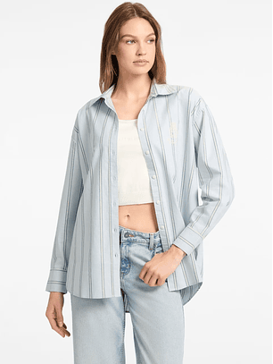 Camisa Oxford Riscas Verde - Guess 