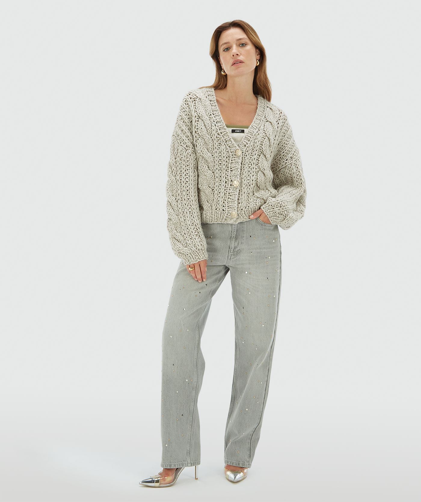 Casaco de Malha Grosso FAYENNA Cinza - Josh V  3